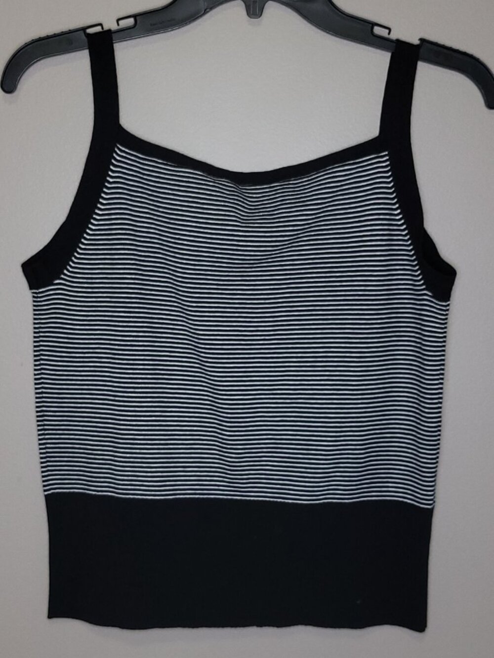 Ann Taylor LOFT Black & White Striped Sweater Tank Top Knit Womens Large - Picture 4 of 5